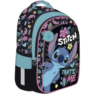 Zaino scolastico a 4 scomparti con stampa Disney Stitch e pompon blu BPL58 40x29x19 cm