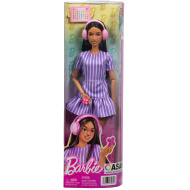 Barbie: Fashionista Amiche stilosa bambola fashion con cuffie in abito viola – Mattel
