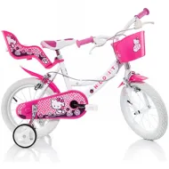 Bicicletta per bambini Hello Kitty rosa e bianca, misura 14 - bici Dino Bikes