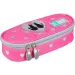 Astuccio ovale St.Right rosa con motivo di gatti e paillettes, 23 cm
