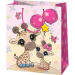 Borsa regalo esclusiva di dimensioni medie a fantasia giraffa 18x23x10 cm