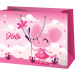 Borsa regalo rosa con stampa di topi di medie dimensioni, 18x10x23 cm