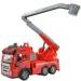 Camion dei pompieri con cestello elevatore telecomandato RC con effetti luminosi, scala 1/43, 27 MHz, 21 cm