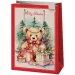 Cardex: Borsa regalo esclusiva di grande formato con orsetto natalizio Green Grass 27x14x33 cm