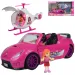 Fashion Sport Car: Set auto sportiva rosa con luci e suoni, con elicottero