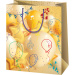 Grande borsa regalo dorata a fantasia di palloncini 26x13x33 cm