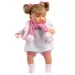 Llorens: Bambola piangente Alexandra di 42 cm con ciuccio e sciarpa rosa con pon pon.