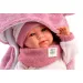 Llorens: Mimi bambola piangente di 42 cm con sacco nanna rosa con orecchie da orsetto