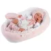 Llorens: Mimi bambola piangente di 42 cm in abito rosa con culla