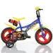 Sam il pompiere bicicletta per bambini 12" con portaborraccia e rotelle, colore blu-giallo – Bicicletta Dino Bikes