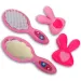Set di bellezza rosa da 10 pezzi con forbici, asciugacapelli e accessori
