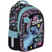 Zaino scolastico a 4 scomparti con stampa Disney Stitch e pompon blu BPL58 40x29x19 cm