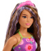 Barbie: Fashionista Amiche bambola alla moda con abito floreale e ciocche viola – Mattel